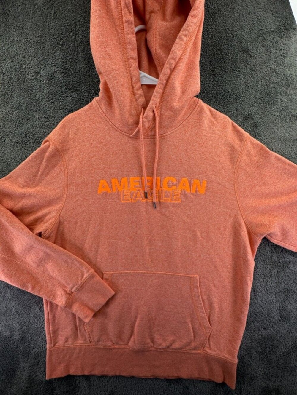 American Eagle Women Orange Hoodie Sweatshirt Large Oversized Pullover Soft